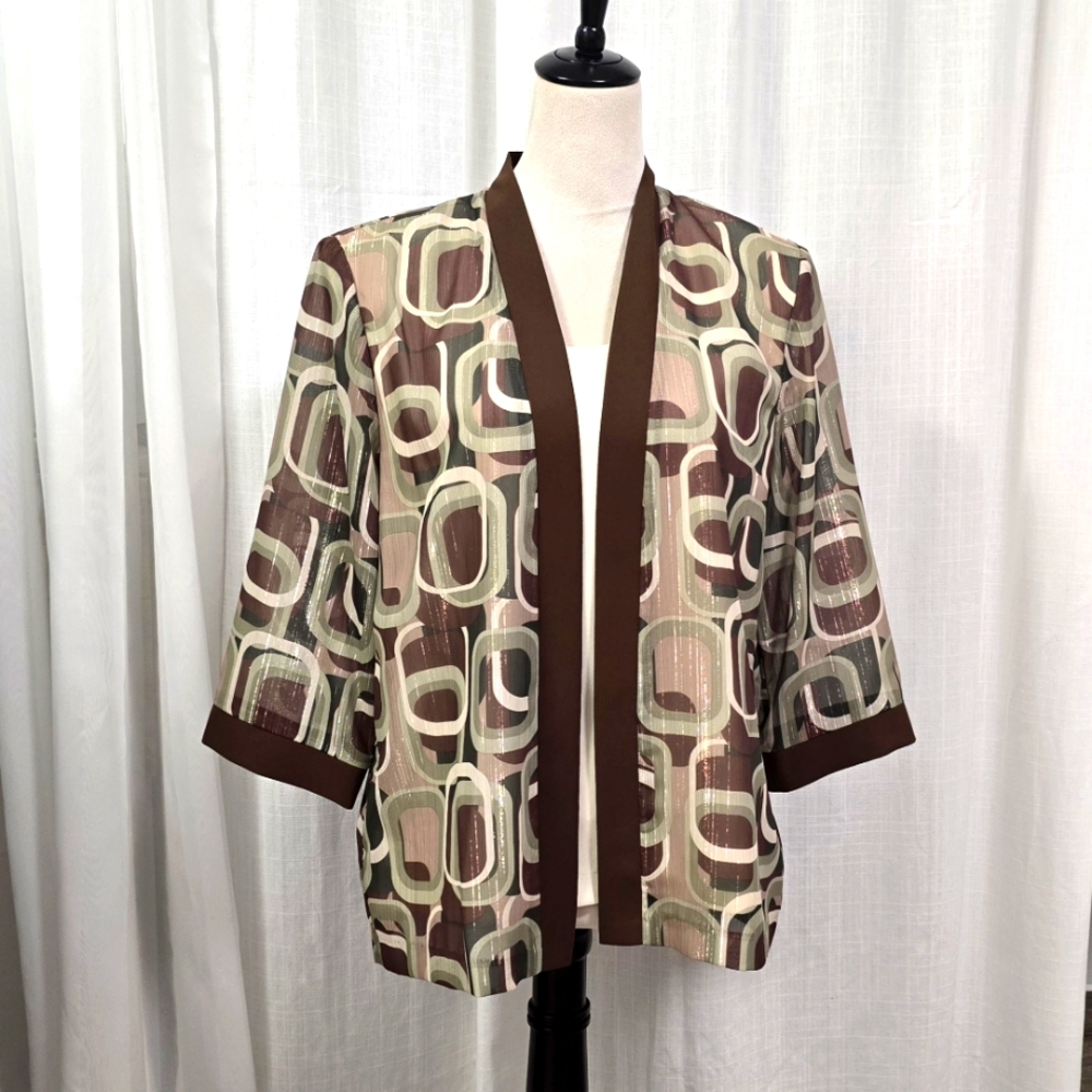 R&M‎ Richards Made in USA Womens Blouse with Jacket Size 14 Petite Office